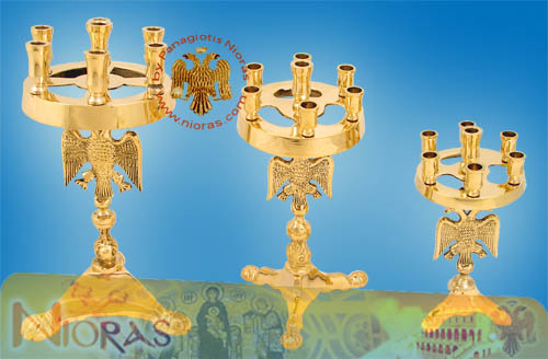 Miniature Brass Candle Stand with the Byzantine Eagle